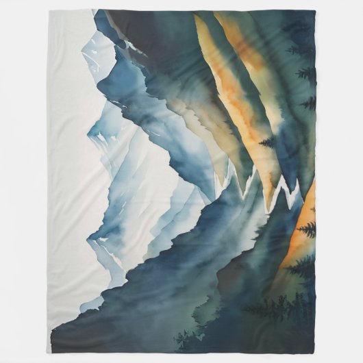 Blaue Tan-Gebirgslandschaft Fleecedecke (Vorderseite)