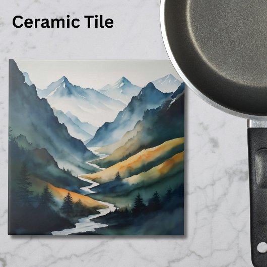 Blaue Tan-Gebirgslandschaft Fliese