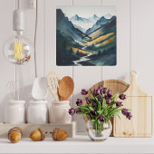 Blaue Tan-Gebirgslandschaft Große Wanduhr