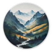 Blaue Tan-Gebirgslandschaft Keramikknauf (Vorderseite)