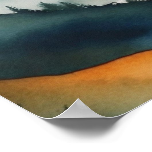 Blaue Tan-Gebirgslandschaft Poster (Ecke)