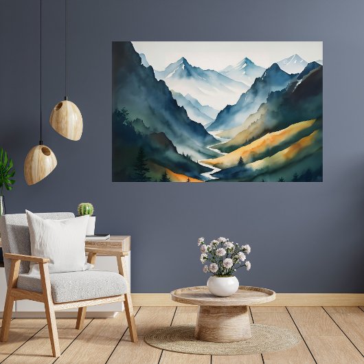 Blaue Tan-Gebirgslandschaft Poster