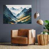 Blaue Tan-Gebirgslandschaft Poster