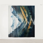 Blaue Tan-Gebirgslandschaft Wandteppich (Vorderseite)