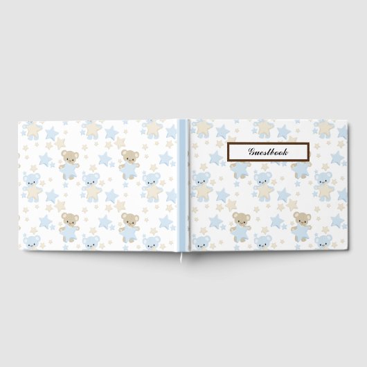 BLAUE & TAN TEDDY BÄREN MIT STERN GÄSTEBUCH (Voll)