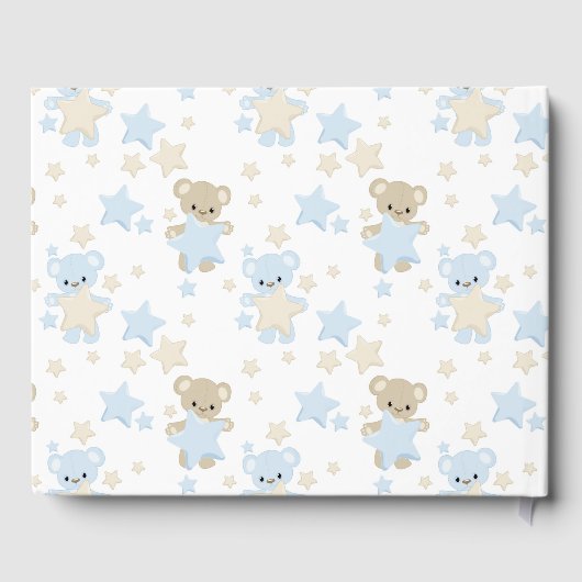 BLAUE & TAN TEDDY BÄREN MIT STERN GÄSTEBUCH (Rückseite)