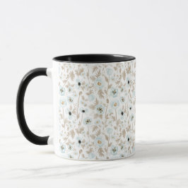 Blaue Tan-Wasserfarben-Blumenmuster-Muster Tasse