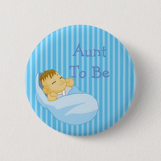 Blaue Tante als Baby-Showknopf Button (Vorderseite)