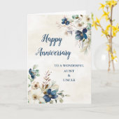 Blaue Tante und Onkel Hochzeitstag Karte (Gelbe Blume)