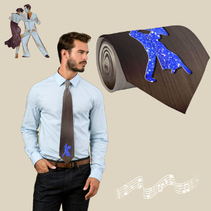 Blaue Tänzer Silhouetten (unechter Glitter) Krawatte