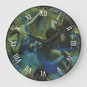 Blaue Tänzerinnen von Edgar Degas, Vintage Impress Große Wanduhr