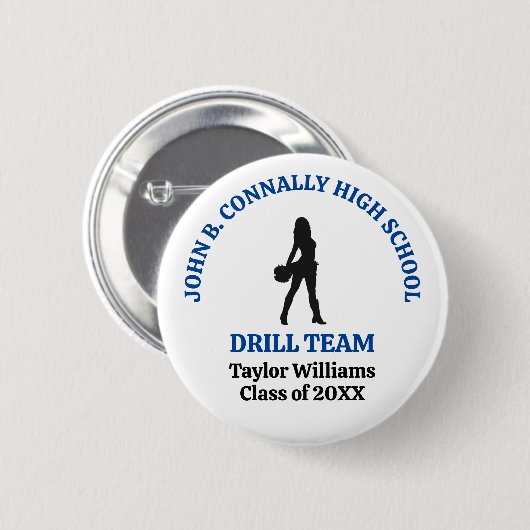 Blaue Tanzteam-Tänzerin der High School personalis Button (Vorne & Hinten)