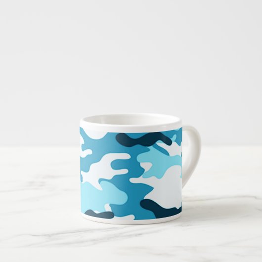 Blaue Tarnung Espresso Tasse (Vorderseite Rechts)