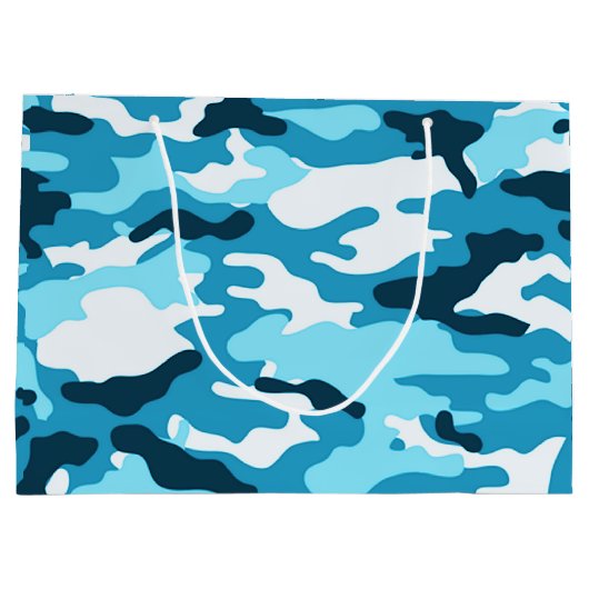 Blaue Tarnung Große Geschenktasche Große Geschenktüte (Rückseite)