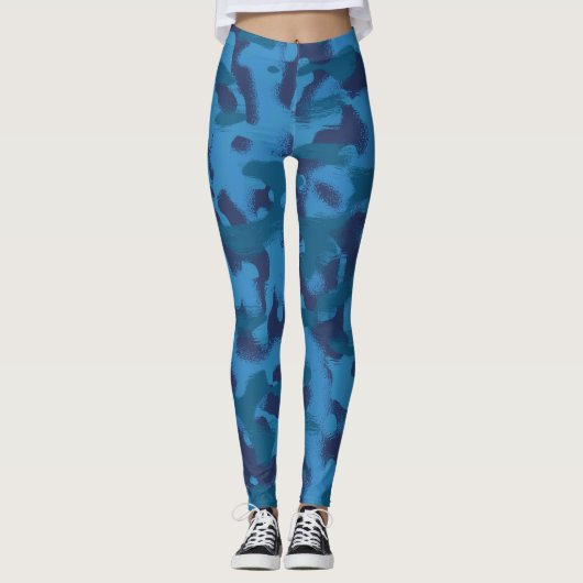 Blaue Tarnung Leggings (Vorderseite)