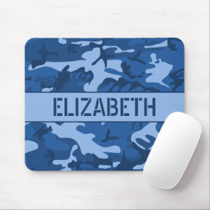 Blaue Tarnung Monogramm Mousepad