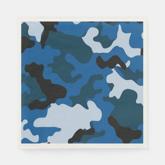 Blaue Tarnung Papier & Party Napkins Serviette (Vorderseite)