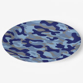 Blaue Tarnung Pappteller (Schrägansicht)
