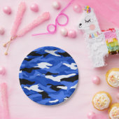 Blaue Tarnung Pappteller (Party)