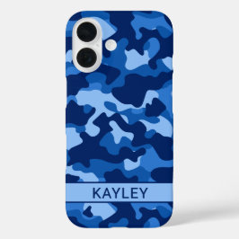 Blaue Tarnung Personalisiert iPhone 16 Hülle