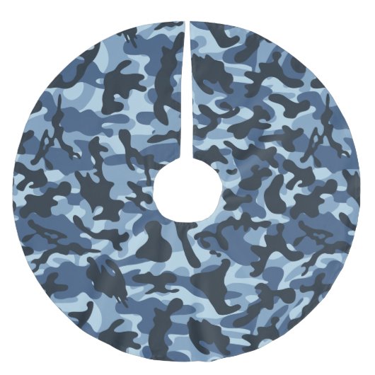 Blaue Tarnung Polyester Weihnachtsbaumdecke (Vorderseite)