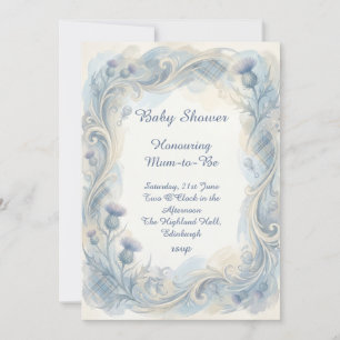 Blaue Tartan-Distel-Baby-Shower-Einladung Einladung