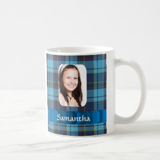 Blaue Tartan-Fotovorlage Kaffeetasse