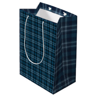 Blaue Tartan-Geschenktasche Mittlere Geschenktüte