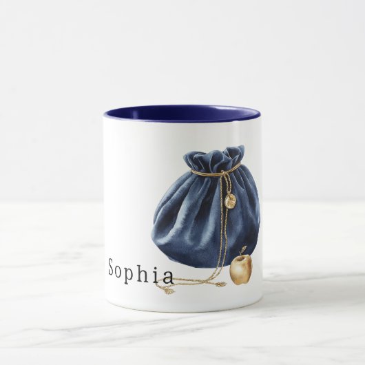 Blaue Tasche Gold Apfel Kette Tasse (Zentrum)