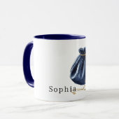 Blaue Tasche Gold Apfel Kette Tasse (Vorderseite Links)