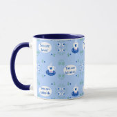 Blaue Tasse mit affirmativem Thema (Links)