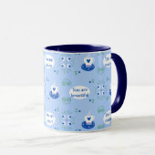 Blaue Tasse mit affirmativem Thema (VorderseiteRechts)