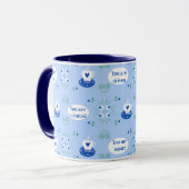 Blaue Tasse mit affirmativem Thema (Vorderseite Links)