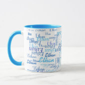 blaue Tasse mit Namen (Links)