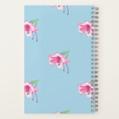 Blaue Tasse mit rosa Lilien Notizblock (Rückseite)