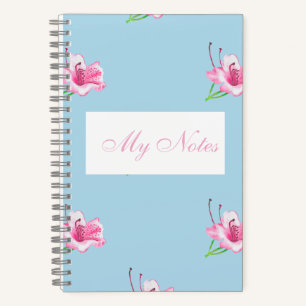 Blaue Tasse mit rosa Lilien Notizblock