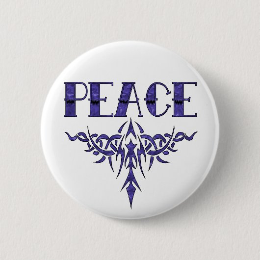 Blaue Tätowierungs-Friedenskunst Button (Vorderseite)