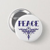 Blaue Tätowierungs-Friedenskunst Button (Vorne & Hinten)