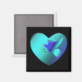 Blaue Taube des Sky Heart Magnet (Vorderseite/Rückseite)