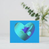 Blaue Taube des Sky Heart Postkarte (Stehend Vorderseite)
