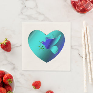 Blaue Taube des Sky Heart Serviette