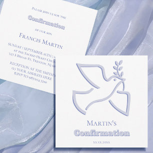 blaue Taube Firmung kleine Größe Einladung