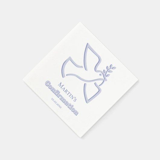 blaue Taube Firmung Serviette (Ecke)