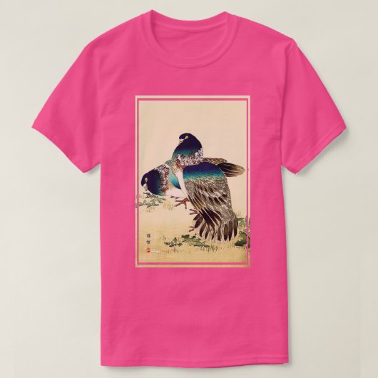 Blaue Tauben von Kono Bairei T-Shirt (Design vorne)