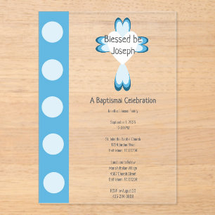 Blaue Tauf-Acryl-Einladung für Jungen Acryleinladungen