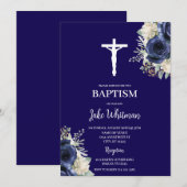 Blaue Taufe Einladung (Vorne/Hinten)