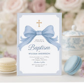Blaue Taufe Einladung mit Kreuz und Kuh