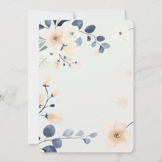 Blaue Taufe für Baby Boy Yellow Blossoms Einladung (Rückseite)