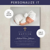 Blaue Taufe für junge Fotos Einladung