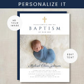 Blaue Taufe für junge Fotos Einladung